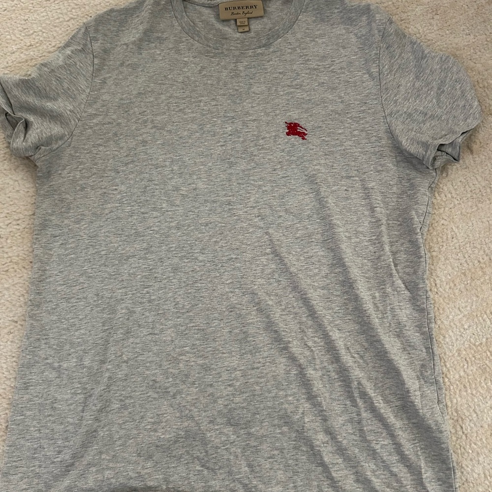 Burberry Gray and Red Short Sleeve Tees